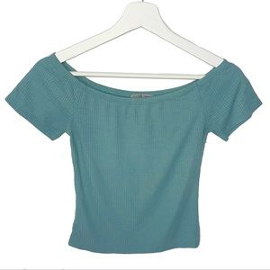 Forever 21 Blue Off The Shoulder Crop Top